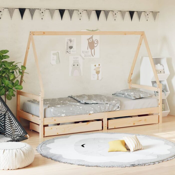 VID834468_1.jpg Cadre de lit enfant avec tiroirs 90x200 cm bois de pin massif – Image 1