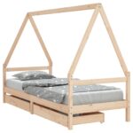 Cadre de lit enfant avec tiroirs 90x200 cm bois de pin massif – Image 2