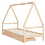 Cadre de lit enfant avec tiroirs 90x200 cm bois de pin massif – Image 3