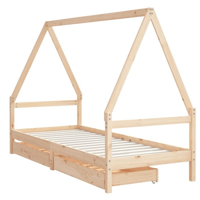 Cadre de lit enfant avec tiroirs 90x200 cm bois de pin massif – Image 3