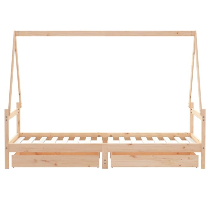 Cadre de lit enfant avec tiroirs 90x200 cm bois de pin massif – Image 6
