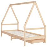 Cadre de lit enfant avec tiroirs 90x200 cm bois de pin massif – Image 7