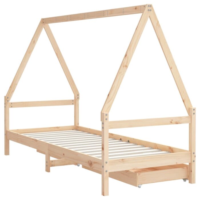 Cadre de lit enfant avec tiroirs 90x200 cm bois de pin massif – Image 7