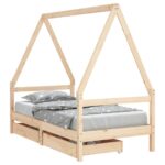 Cadre de lit pour enfant et tiroirs 80x160cm bois de pin massif – Image 2