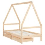 Cadre de lit pour enfant et tiroirs 80x160cm bois de pin massif – Image 3