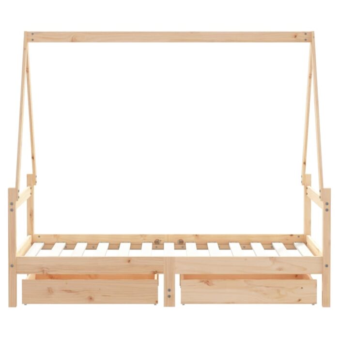 Cadre de lit pour enfant et tiroirs 80x160cm bois de pin massif – Image 6