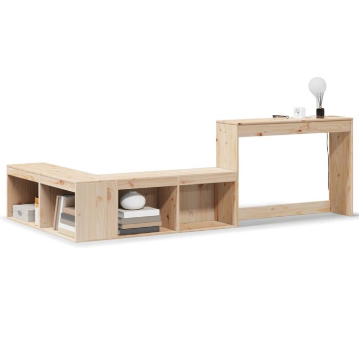 Table de chevet avec bureau 232x122x75 cm bois de pin massif – Image 2