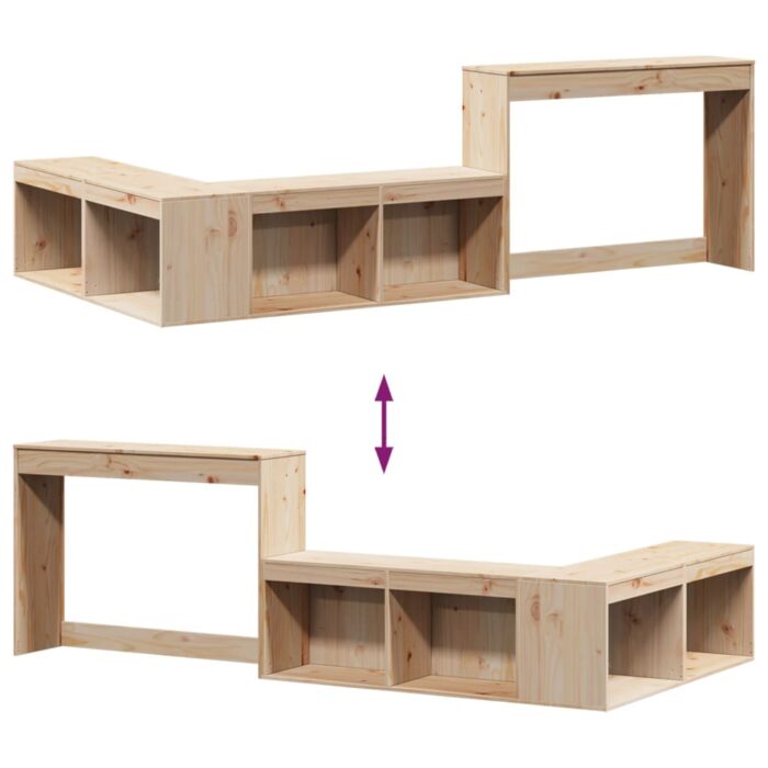 Table de chevet avec bureau 232x122x75 cm bois de pin massif – Image 7