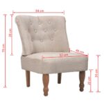 Fauteuil de style France crème tissu – Image 5