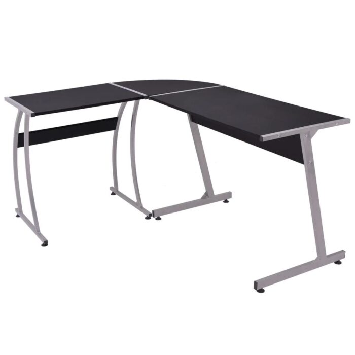Bureau d'angle en forme de L Noir – Image 1