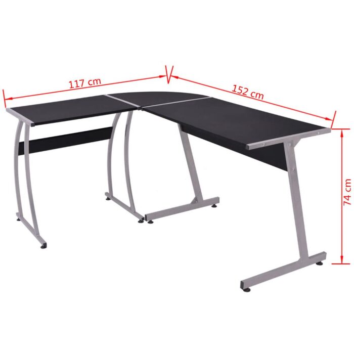Bureau d'angle en forme de L Noir – Image 4