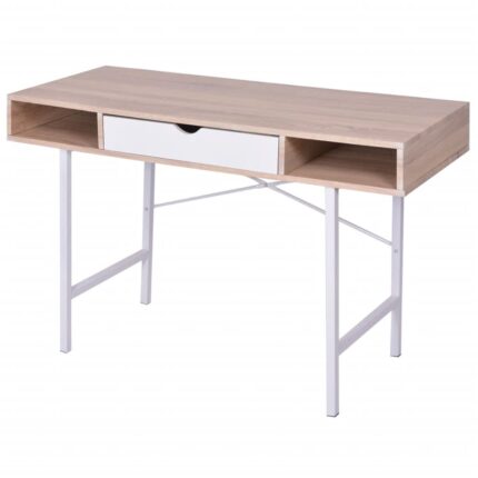 Bureau avec 1 compartiment Chêne et blanc