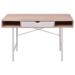 Bureau avec 1 compartiment Chêne et blanc – Image 2