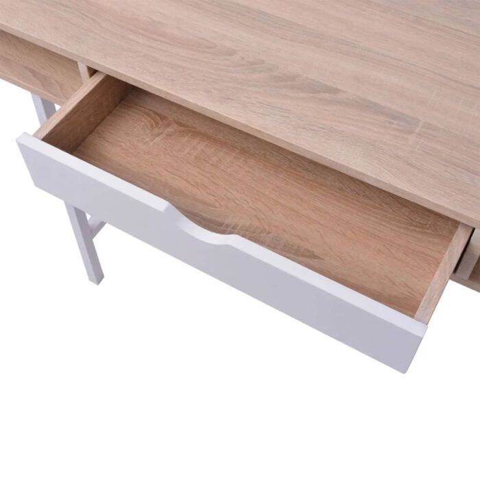 Bureau avec 1 compartiment Chêne et blanc – Image 3