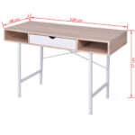 Bureau avec 1 compartiment Chêne et blanc – Image 4
