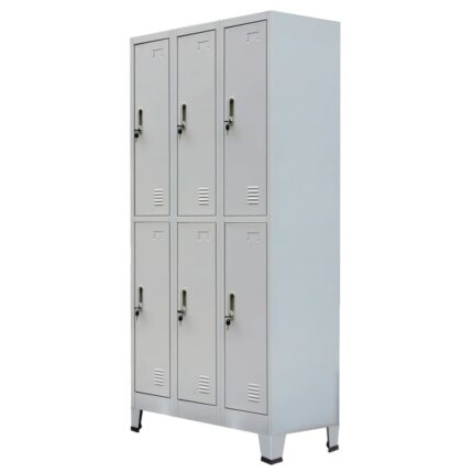 Armoire à casier avec 6 compartiments Acier 90x45x180 cm Gris