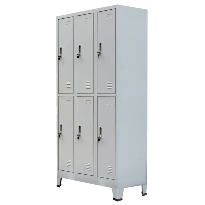 VXL8718475500483_a_en_hd_1.jpg Armoire à casier avec 6 compartiments Acier 90x45x180 cm Gris – Image 1