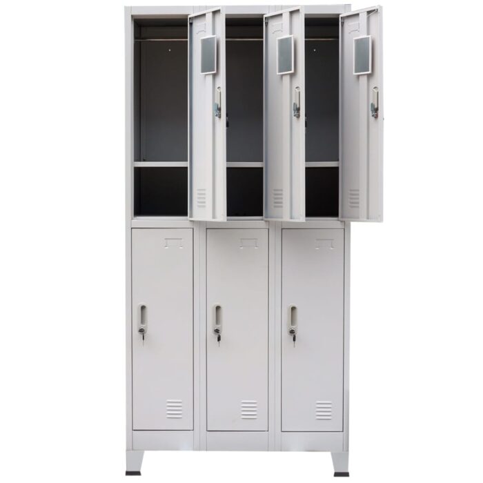 Armoire à casier avec 6 compartiments Acier 90x45x180 cm Gris – Image 5