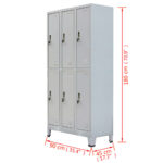 Armoire à casier avec 6 compartiments Acier 90x45x180 cm Gris – Image 8