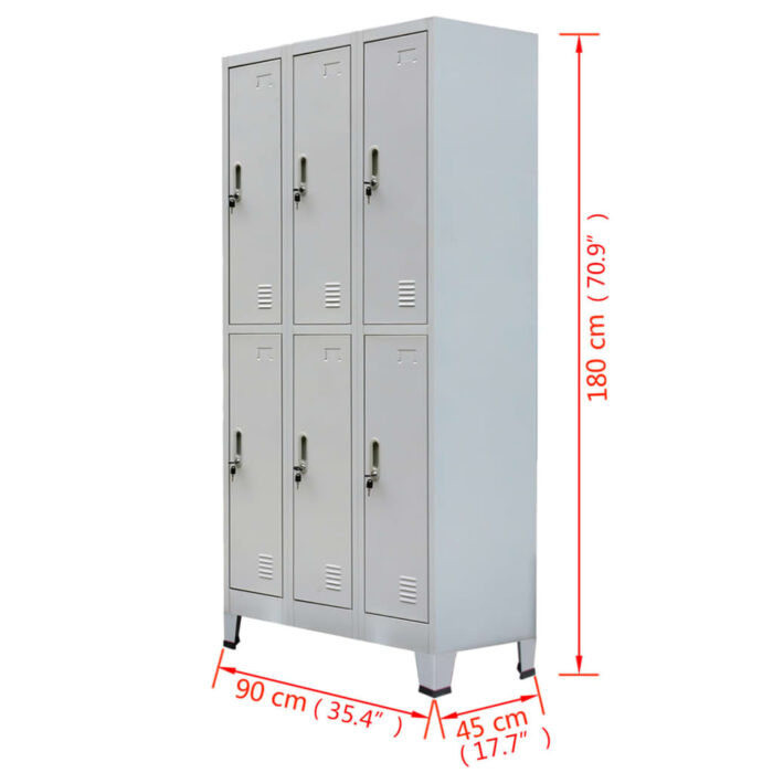 Armoire à casier avec 6 compartiments Acier 90x45x180 cm Gris – Image 8