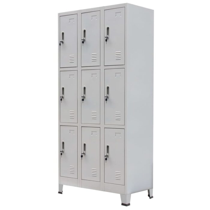 Armoire à casier avec 9 compartiments Acier 90x45x180 cm Gris – Image 1
