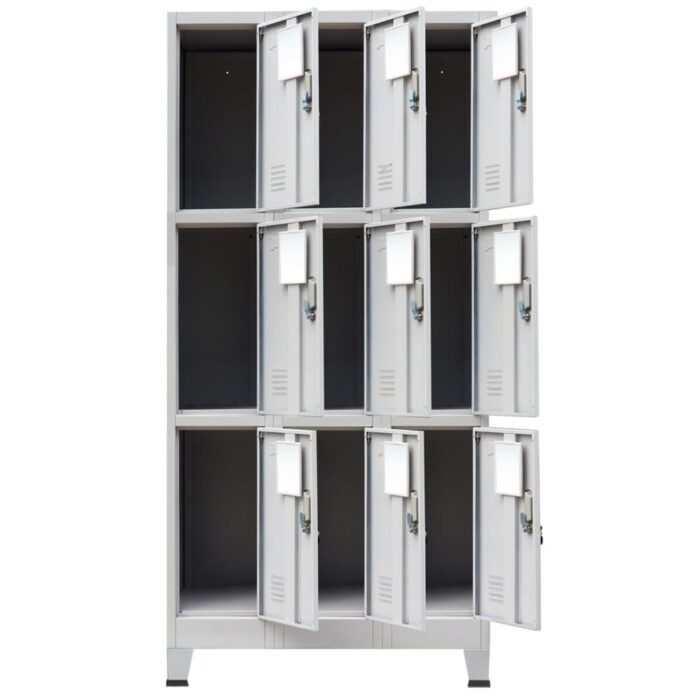 Armoire à casier avec 9 compartiments Acier 90x45x180 cm Gris – Image 2
