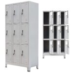 Armoire à casier avec 9 compartiments Acier 90x45x180 cm Gris – Image 3