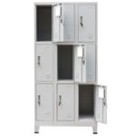 Armoire à casier avec 9 compartiments Acier 90x45x180 cm Gris – Image 4