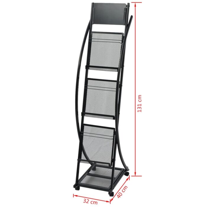 Porte-revue 40 x 32 x 131 cm Noir A4 – Image 5