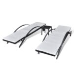 Chaises longues avec table Résine tressée Noir – Image 2