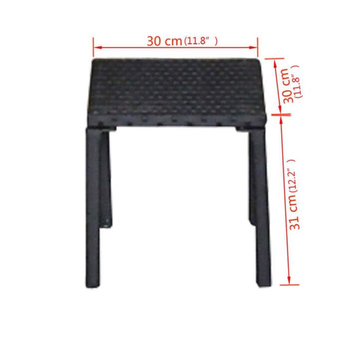 Chaises longues avec table Résine tressée Noir – Image 5