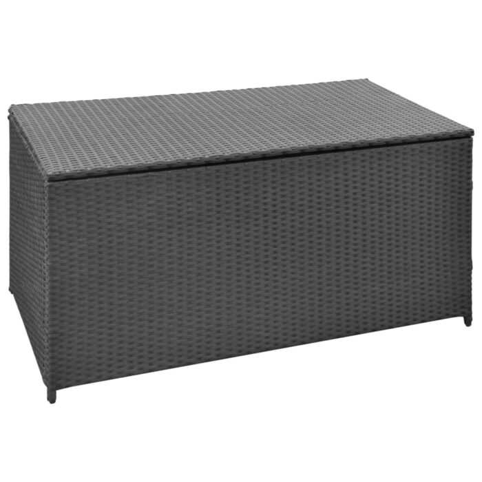 Boîte de rangement de jardin noir 120x50x60 cm résine tressée – Image 1