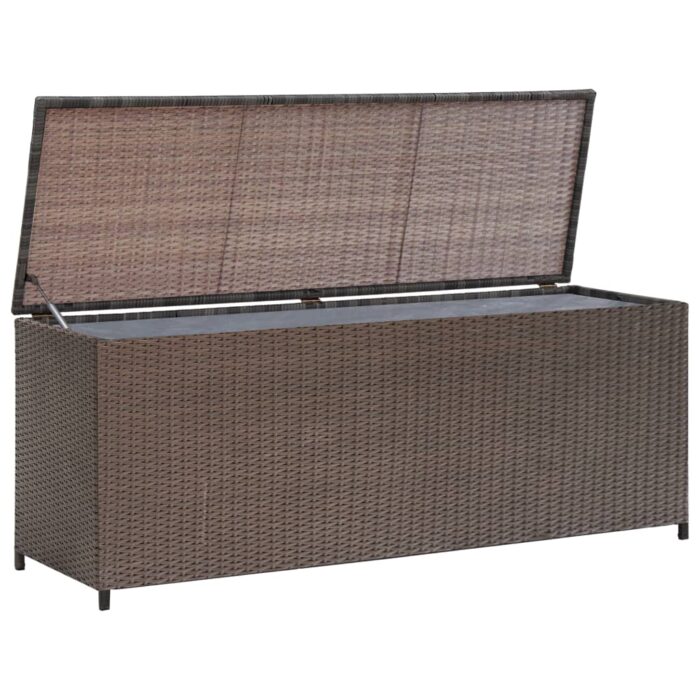 Boîte de rangement de jardin marron 120x50x60 cm résine tressée – Image 1