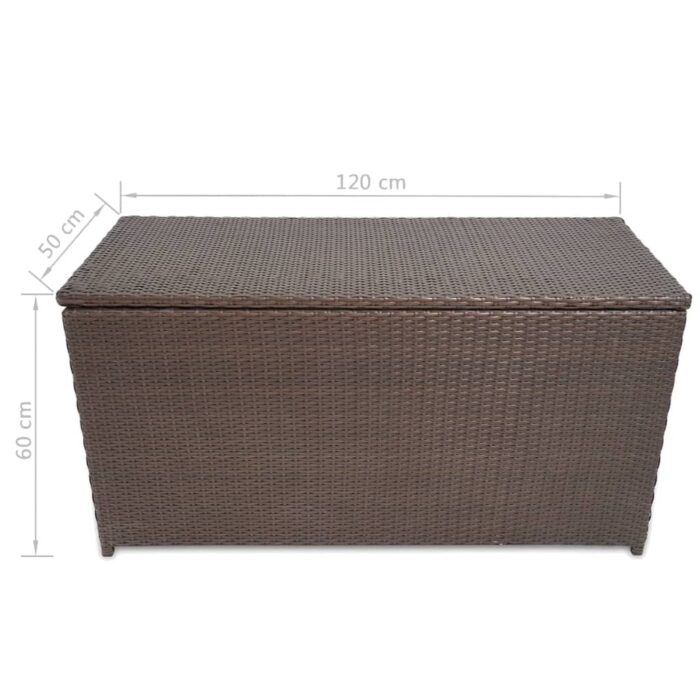 Boîte de rangement de jardin marron 120x50x60 cm résine tressée – Image 4