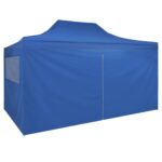 Tente pliable avec 4 parois latérales 3 x 4,5 m Bleu – Image 4