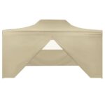 Tente pliable avec 4 parois latéraux 3 x 4,5 m Blanc crème – Image 3