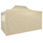 Tente pliable avec 4 parois latéraux 3 x 4,5 m Blanc crème – Image 4