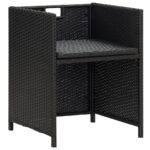 Chaises de jardin lot de 2 avec coussins Résine tressée Noir – Image 4