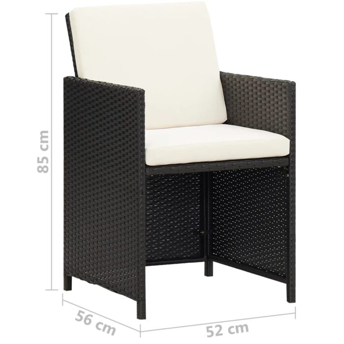 Chaises de jardin lot de 2 avec coussins Résine tressée Noir – Image 9