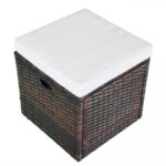 Salon de jardin 4 pcs avec coussins Résine tressée Marron – Image 8