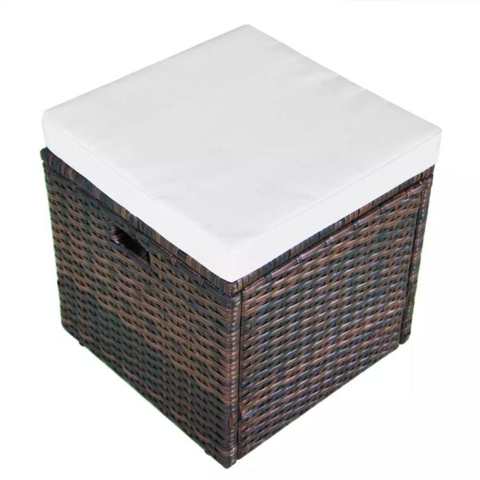 Salon de jardin 4 pcs avec coussins Résine tressée Marron – Image 8