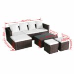 Salon de jardin 4 pcs avec coussins Résine tressée Marron – Image 9