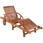 Chaise longue avec coussin Bois d'acacia solide – Image 3