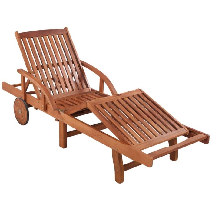 Chaise longue avec coussin Bois d'acacia solide – Image 3