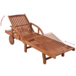 Chaise longue avec coussin Bois d'acacia solide – Image 4