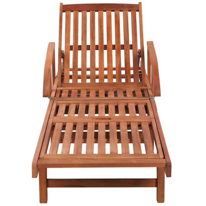 Chaise longue avec coussin Bois d'acacia solide – Image 5