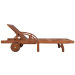 Chaise longue avec coussin Bois d'acacia solide – Image 6