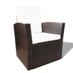 Salon de jardin 4 pcs avec coussins Résine tressée Marron – Image 3