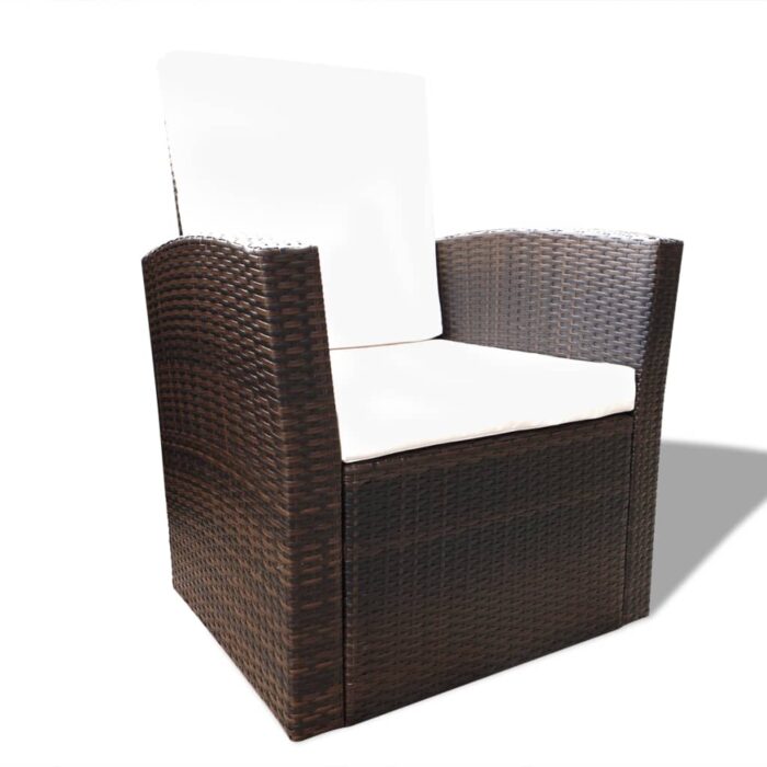 Salon de jardin 4 pcs avec coussins Résine tressée Marron – Image 3