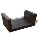 Salon de jardin 4 pcs avec coussins Résine tressée Marron – Image 4